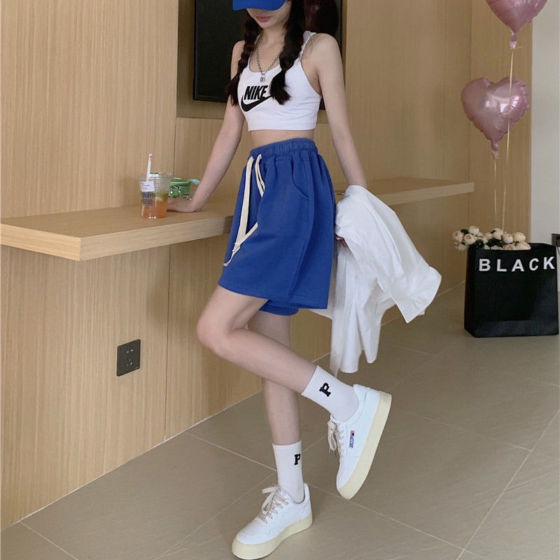 Quần Short Thể Thao Lưng Cao Rút Dây Ống Rộng Thời Trang