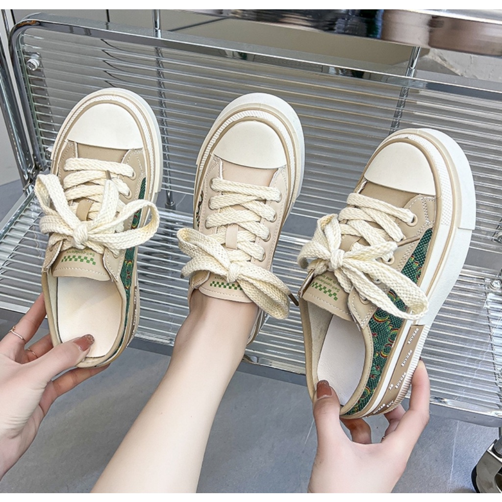 Giày Sục thể thao nữ đế cao su êm viền màu Xanh phối chữ GGD siêu hot EH20