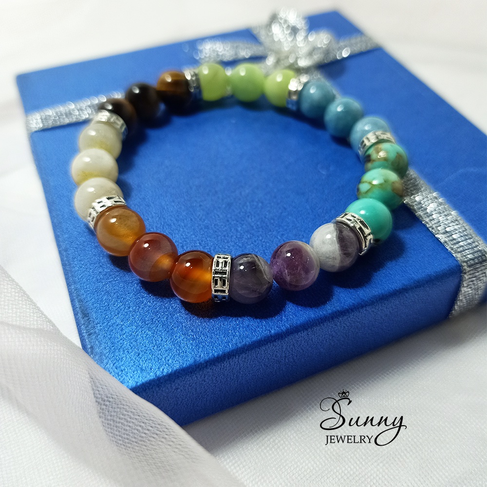 Vòng tay phong thủy cho nữ, Vòng tay luân xa 7 màu hợp tất cả các mệnh - Sunny Jewelry