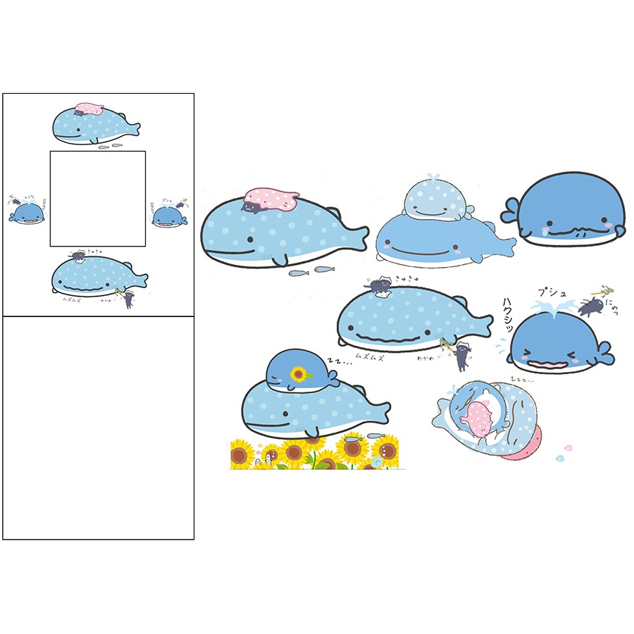 sticker cá voi jinbeisan cắt rời size to SCI35 có bao giấy cute dễ thương bullet journal