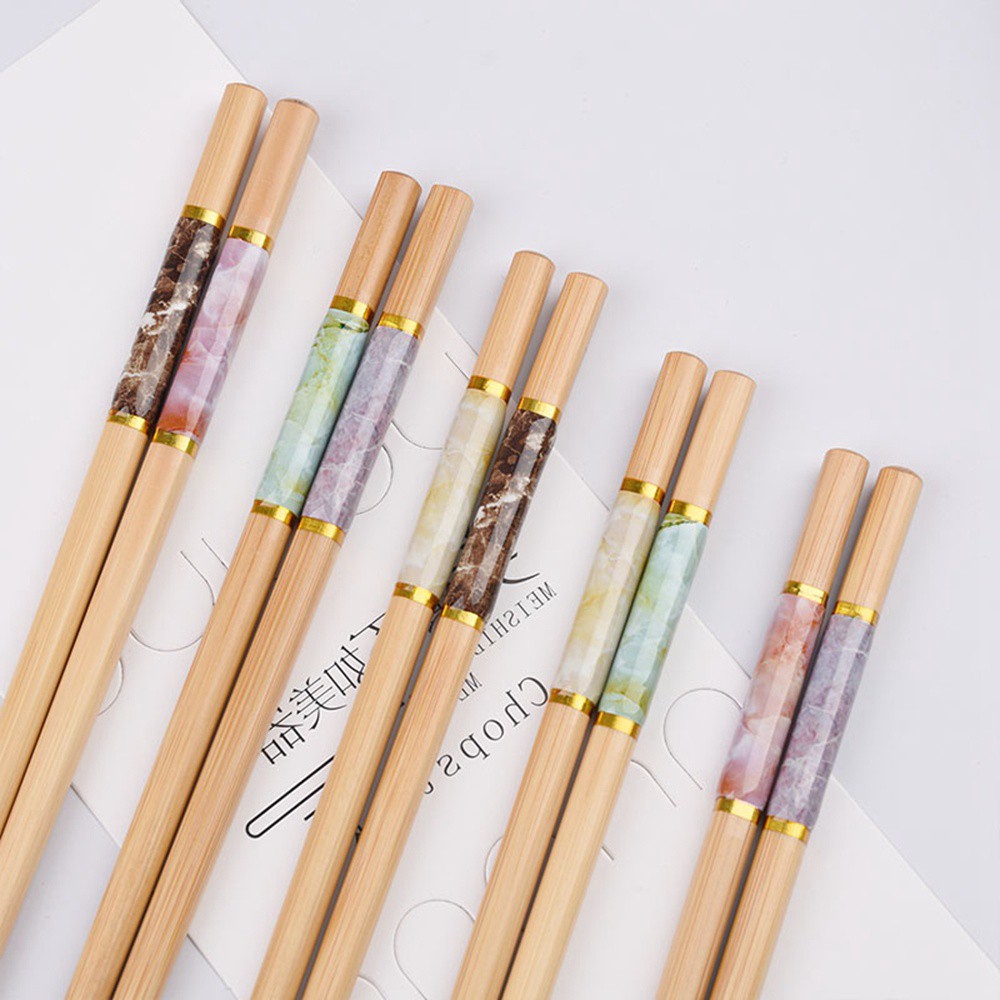 Combo 10 đôi đũa ăn chất liệu tre thiên nhiên có họa tiết vân đá cao cấp