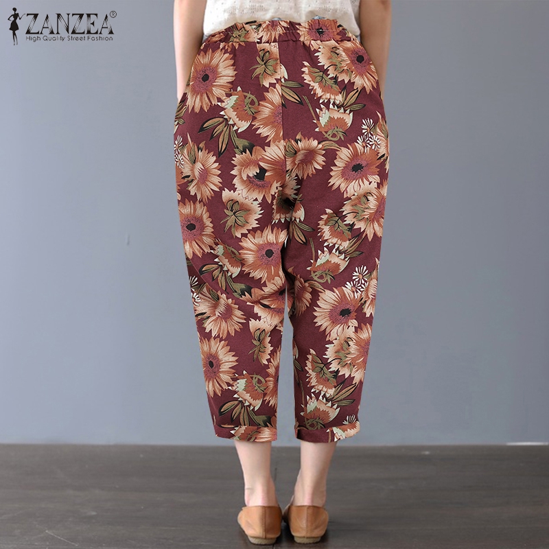 Quần dài ZANZEA lưng thun ống rộng phong cách cổ điển cho nữ | BigBuy360 - bigbuy360.vn