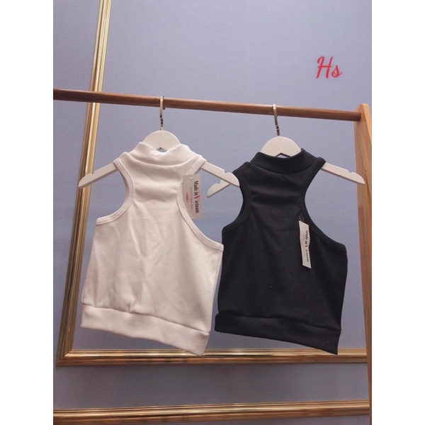 Áo croptop cổ lọ 3 lỗ khoét chéo HS6