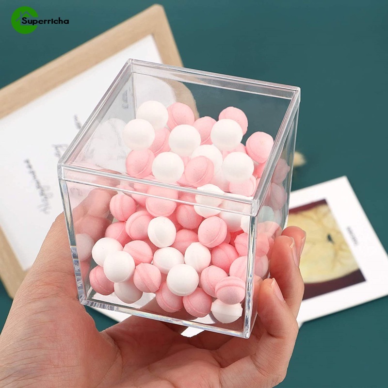 Hộp Nhựa Trong Suốt Hình Vuông Đựng Bánh Kẹo Thực Phẩm Kín Khí Có Nắp Đậy / Món Tráng Miệng &amp; Snacks