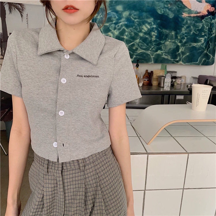 Áo polo Ngắn Tay Phong Cách Hàn Quốc Thời Trang Cho Nữ