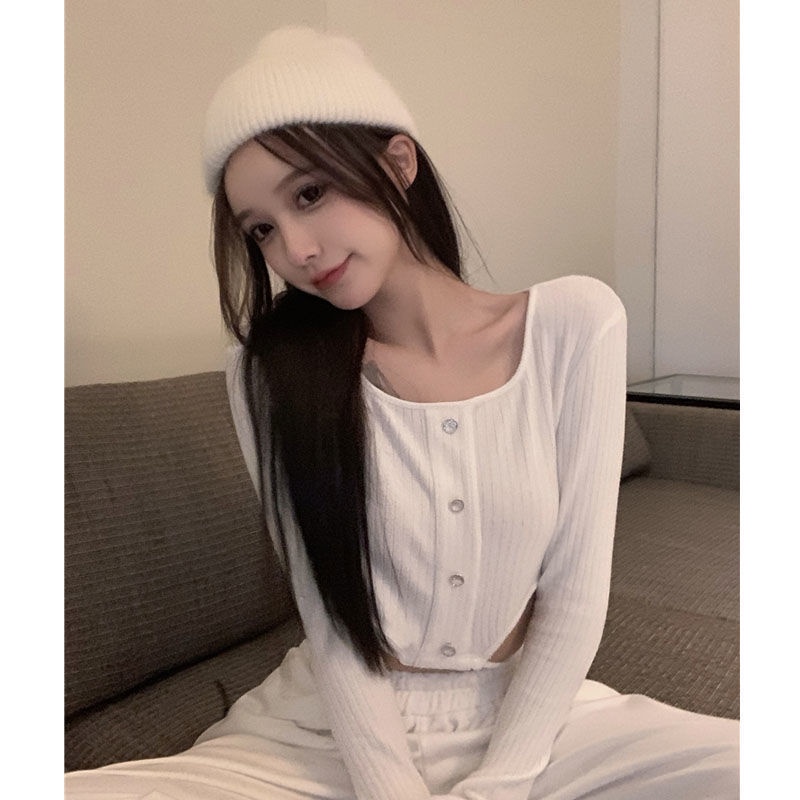 Áo thun COZOKC ngắn tay dài cổ vuông thiết kế độc đáo quyến rũ