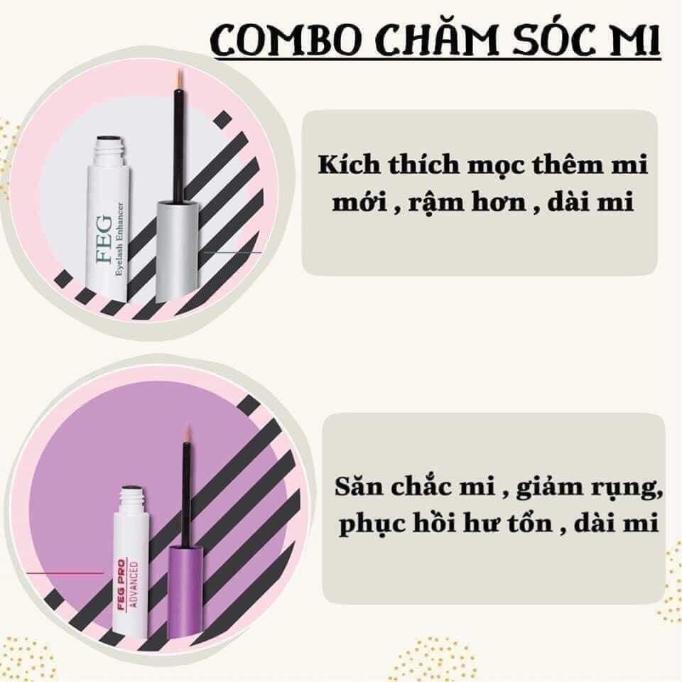 Bộ dưỡng mi FEG Eyelash Enhancer, Pro Advanced Dài mi, dày mi, cong mi Xuất xứ USA 3ml