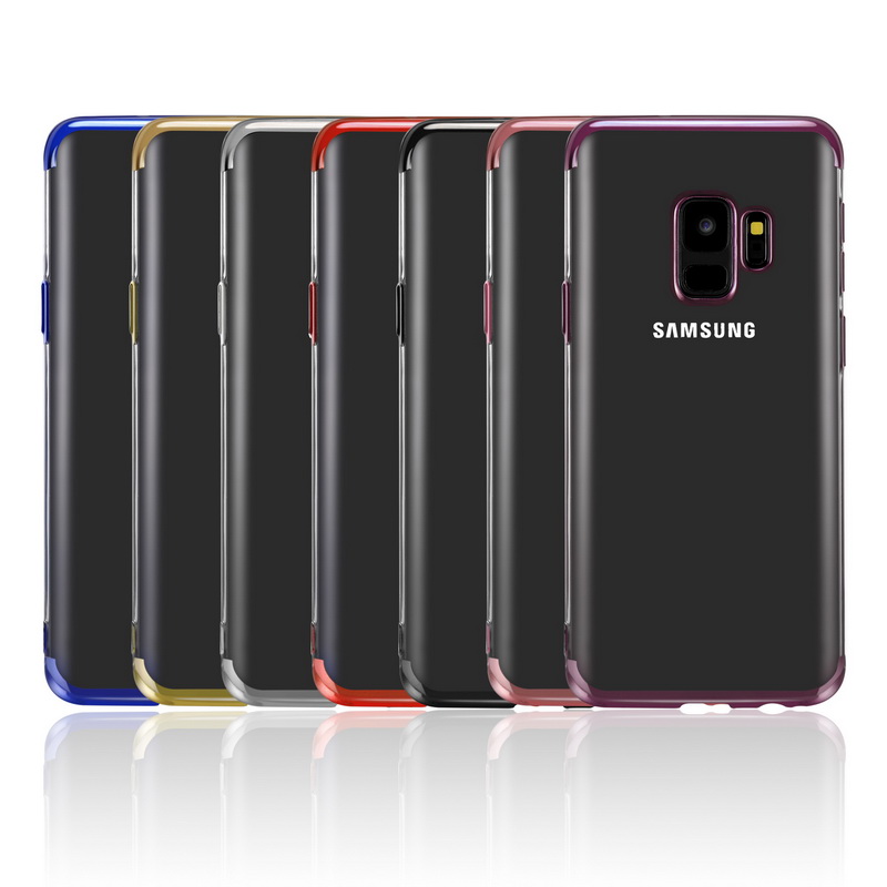 Ốp Lưng Silicone Trong Suốt Viền Màu Cho Samsung S7 Edge S8 S8 S9 S10 S20 Plus