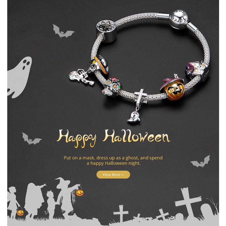 Hạt cườm BAMOER BSC324 bạc 925 phong cách  Halloween 6 loại tùy chọn phụ kiện trang sức vòng tay/vòng cổ DIY
