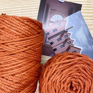 Dây thừng cotton màu macramé 3-5-6mm màu CAM GẠCH