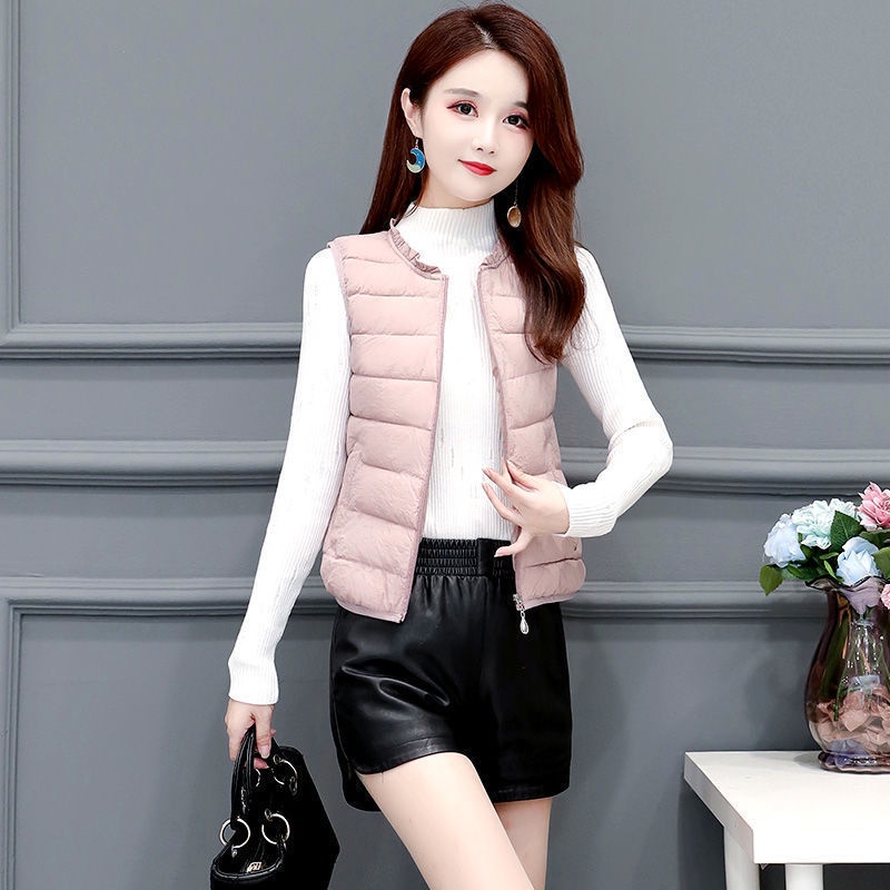 Áo Khoác Phao Sát Nách Dáng Ôm Ngắn Vải Cotton Siêu Nhẹ Kiểu Hàn Quốc Dễ Thương Cho Nữ