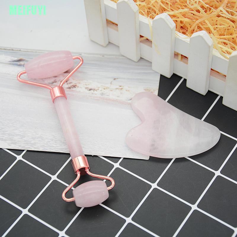 Cây lăn mát xa mặt / cổ bằng đá thạch anh hồng tự nhiên chất lượng cao