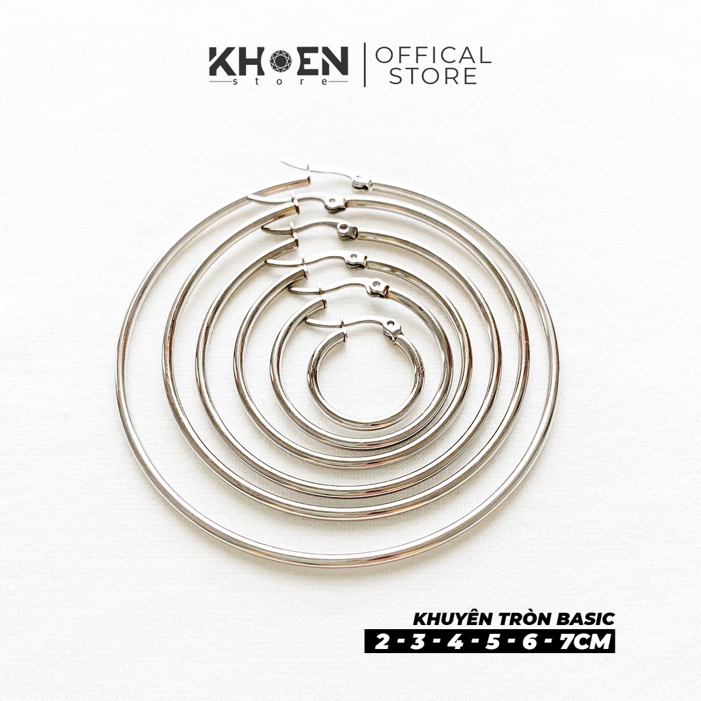 Bông tai nữ Tròn trơn màu bạc  - Thép không gỉ - Khoen store