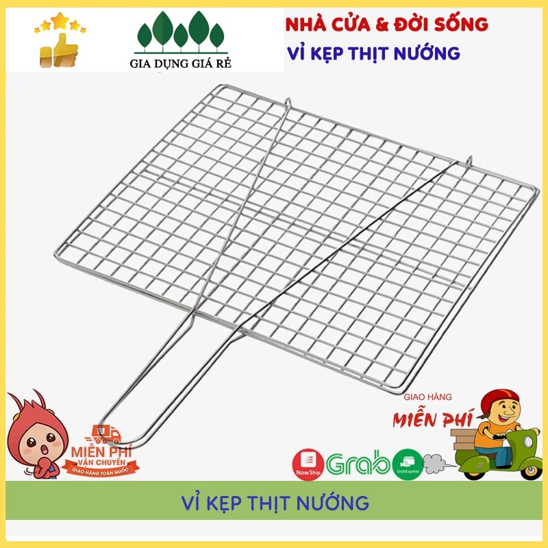 👑Rẻ Vô Địch👑 Vỉ Nướng Inox, Kẹp Nướng Thịt, Chả, Nướng Thực Phẩm Than Hoa Cao Cấp