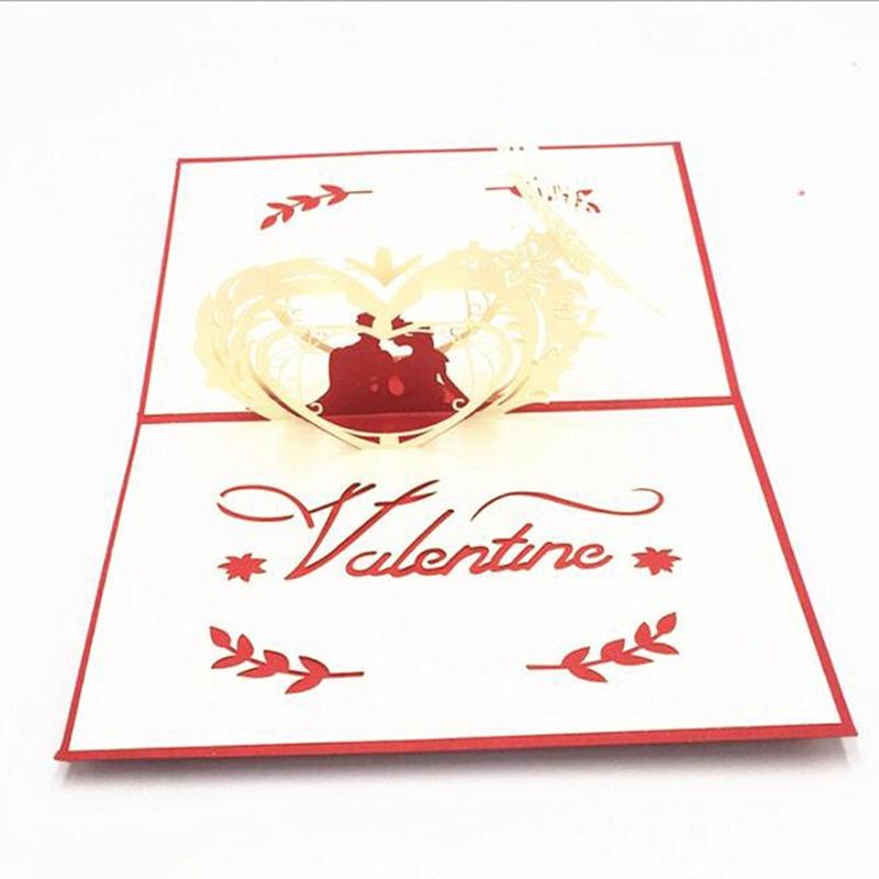 Creative 3D Pop Up Valentine's Day Lovers Romantic Paper Carving  Gift Greeting Card