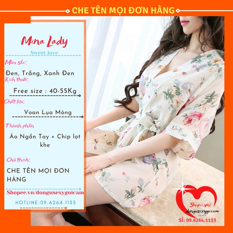 Áo choàng voan ngủ sexy tay lỡ kèm chip| Áo choàng ngủ kimono xinh xắn đáng yêu-Kimono (Nhiều màu)