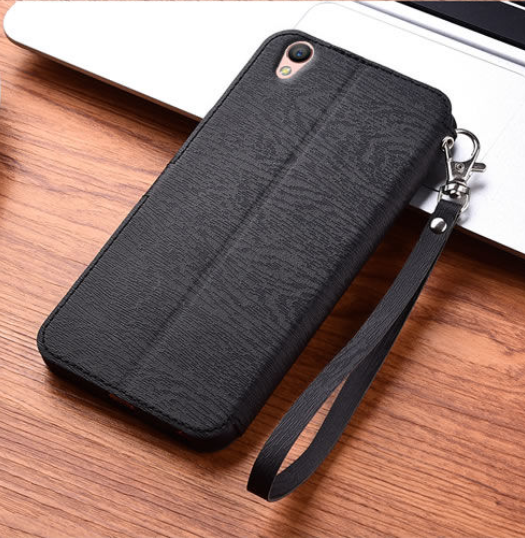 Bao Da OPPO A37 Vỏ Ốp Lưng Ví Tiền Vân gỗ Flip Case Oppoa37 Casing Wood Grain Thin Wallet Soft Casing Cover Cases Silicone Stand Holder Card Bảo Vệ