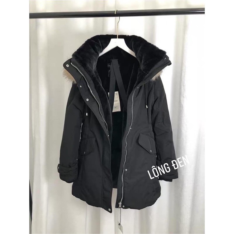 Áo parka Zara hàng xuất, lông đen [HÀNG SẴN] | BigBuy360 - bigbuy360.vn
