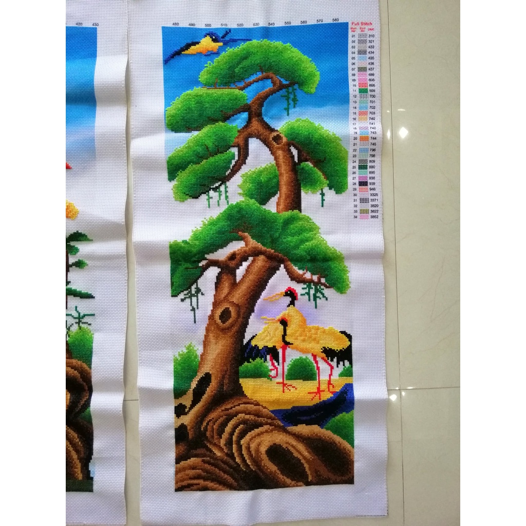 Tranh thêu chữ thập tứ quý Tùng cúc trúc mai A1123