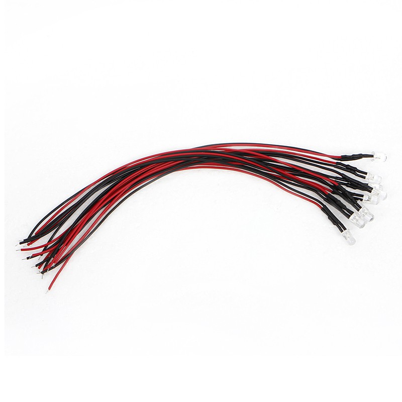 Set 10 Diode đèn led có dây điện 18cm 5mm DC 12V