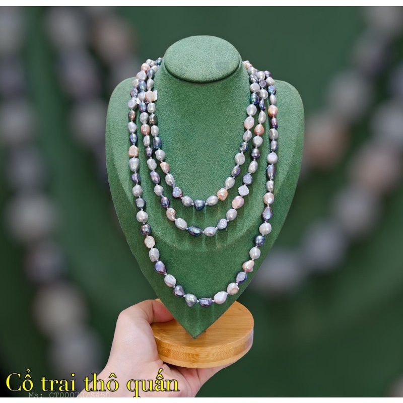 Chuỗi cổ trai thô quấn 3 tầng