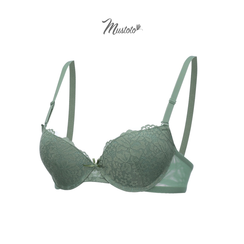 Bộ Đồ Lót Nữ Phối Ren Có Gọng Thoải Mái Gợi Cảm Xanh Cốm (Mustoto MA19 MQ23)