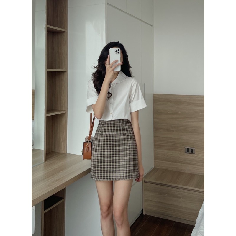 [Mã SKAMCLU7 giảm 10% tối đa 50K đơn 0Đ] chân váy mini kẻ caro 118