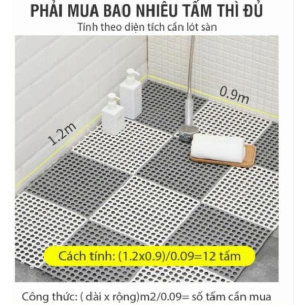 Tấm thảm miếng nhựa lót sàn nhà tắm chống trượt trơn trượt nhựa ghép lỗ tròn kháng khuẩn 30*30cm