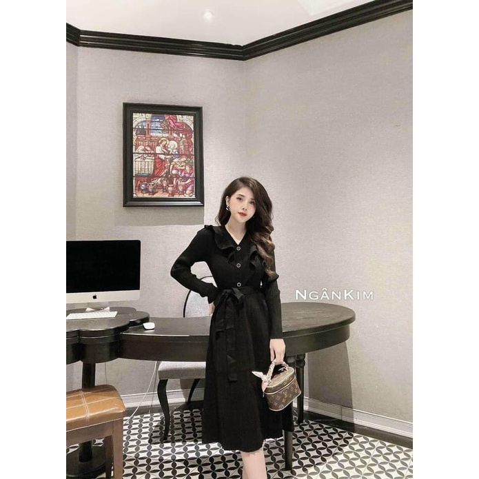 VÁy len cúc đen ly bèo cổ xinh(kèm ảnh thật,video) | BigBuy360 - bigbuy360.vn