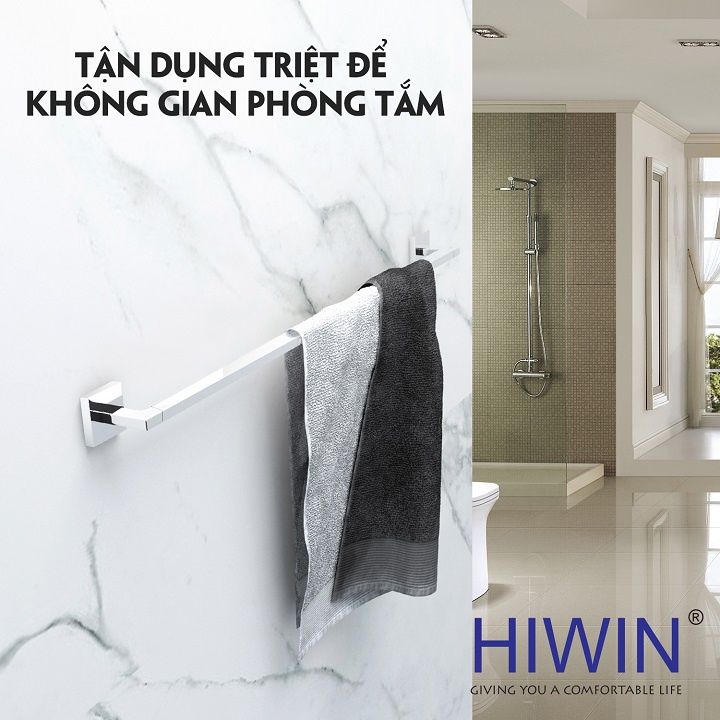 Giá treo khăn, thanh vắt khăn đơn nhà tắm chất liệu đồng mặt gương HIWIN Y-1208