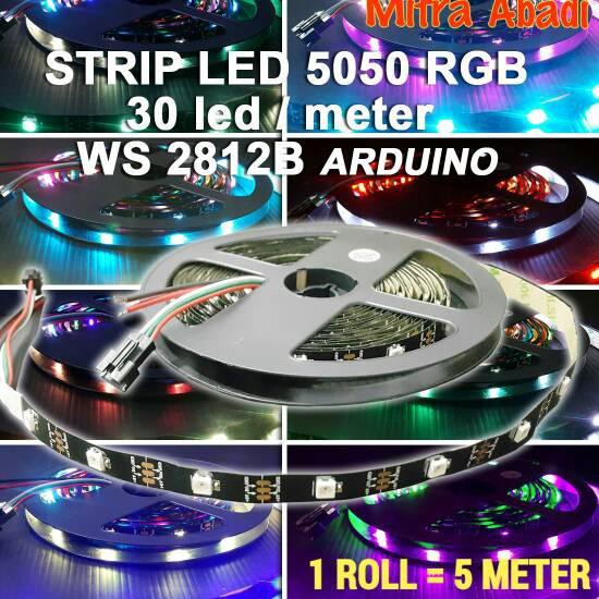 Cuộn Dây Đèn Led Rgb Smd 5050 Ws 2812 B Arduino 30 Led / Meter Dc 5v Ip33