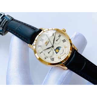 Đồng hồ Nữ chính hãng Orient Sun Moon RA-KA0003S00C Size 34,Mặt trắng,Lịch,Viền vàng-Máy Pin Quartz-Dây da đen cao cấp