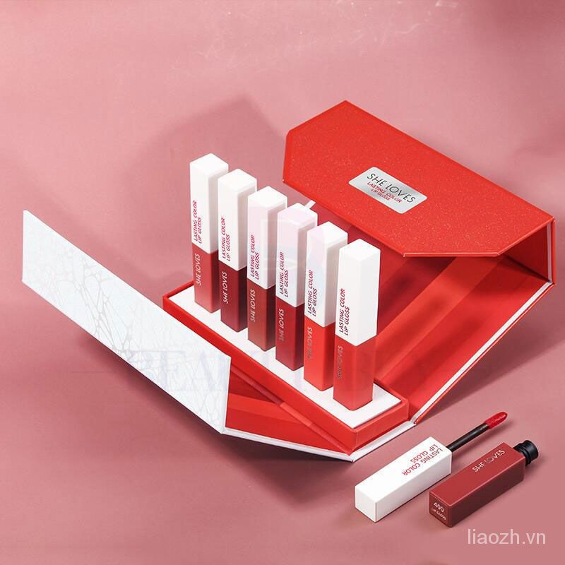 Set 6 son môi dạng lỏng chứa thành phần dưỡng ẩm chống nước độc đáo 6130