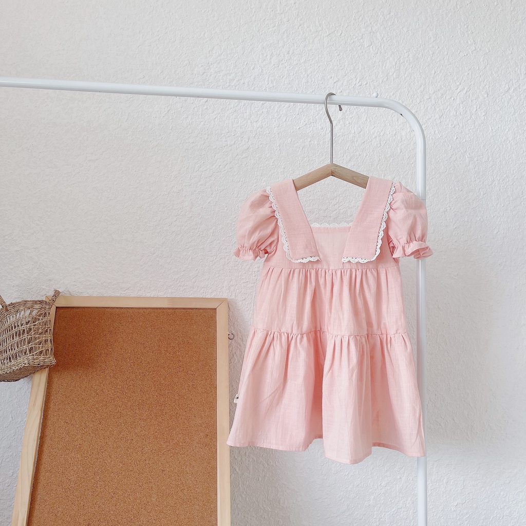 Váy hè cộc tay cổ lá vuông cho bé 1-7 tuổi (Mã 097)