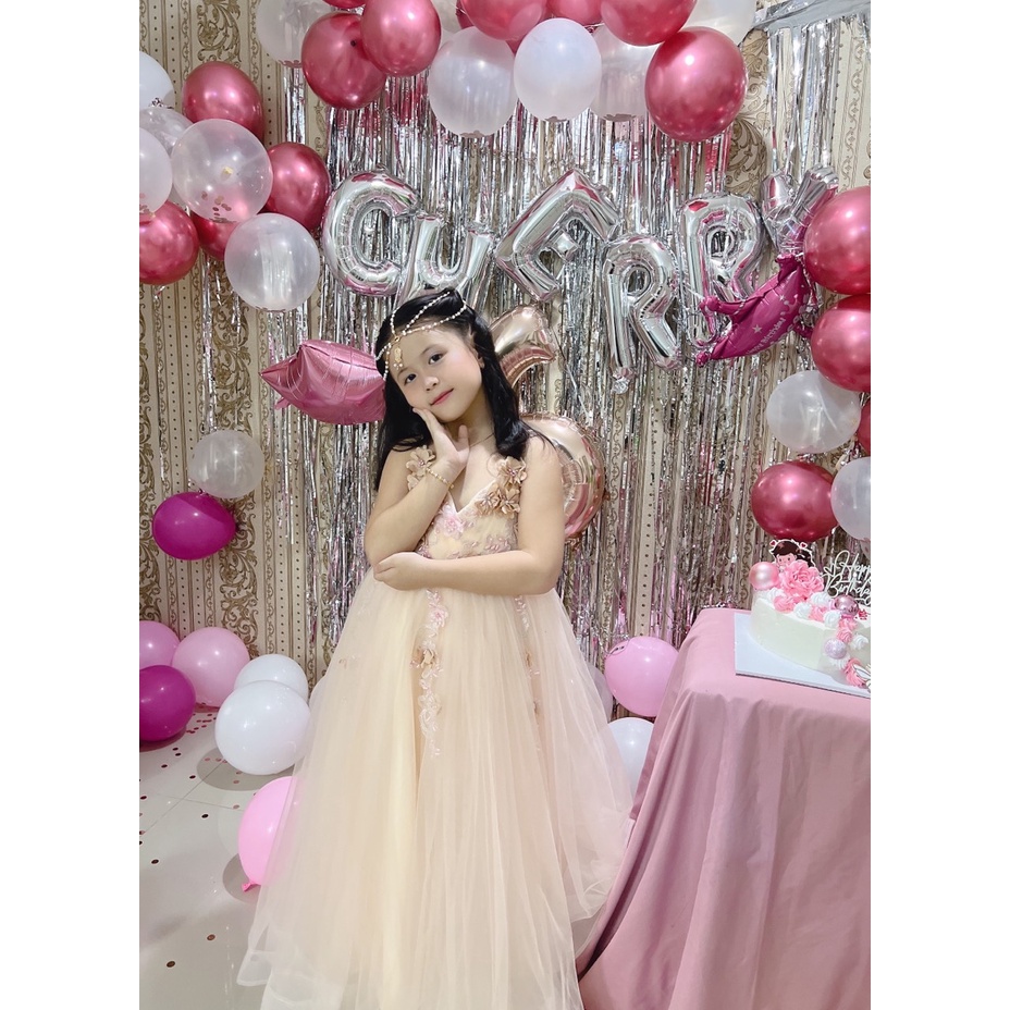 Đầm bé gái tiểu thư quý phái - Váy Công Chúa TN005 - Váy Bé Gái - Hàng Thiết Kế Cao Cấp