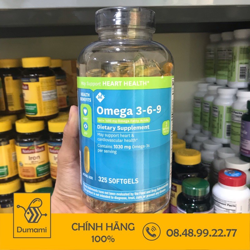 (Ship nhanh+date xã) Viên uống Omega 3-6-9 Heart Health 325 viên Của Mỹ