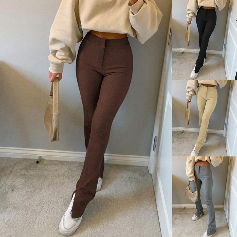 Quần Legging Lưng Cao Co Giãn Màu Sắc Đơn Giản Thanh Lịch Dành Cho Nữ