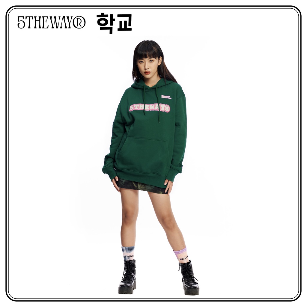 Áo Hoodie 5THEWAY /sketch/ thêu xù màu xanh lá Green