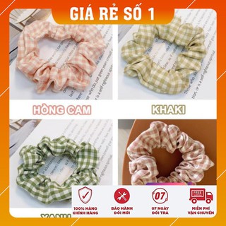 [FREESHIP - HÀNG LOAI 1] Cột tóc, buộc tóc vải Scrunchies Caro mini