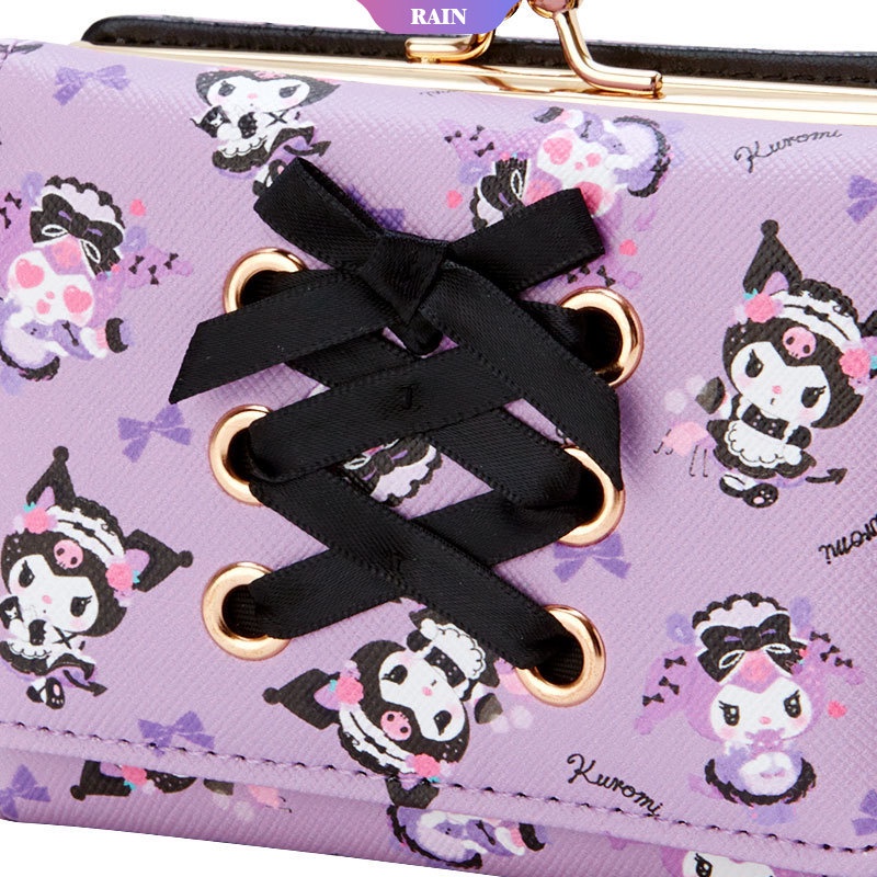 Sanrio Kuromi Ví Ngắn Bằng Da PU Có Khóa Kéo Đa Năng Làm Quà Tặng Sinh Nhật Cho Trẻ Em
