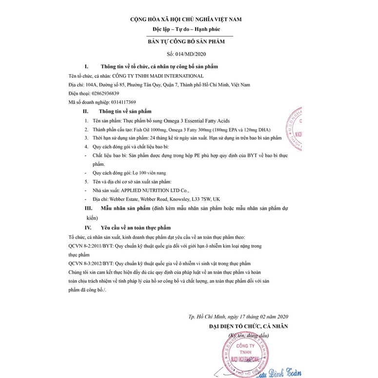 Viên uống Applied Nutrition - Omega 3  - Hỗ trợ tim mạch, não bộ và khớp Chính Hãng