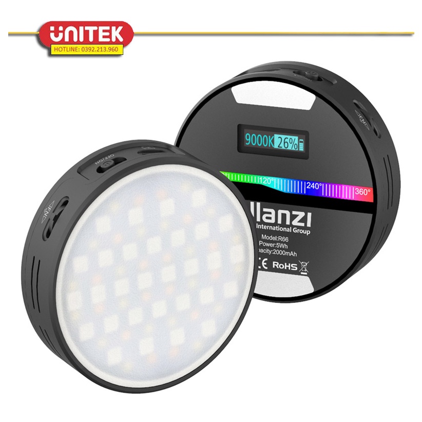 Đèn Led Ulanzi R66 RGB Trợ Sáng Chụp Ảnh, Quay Phim Cho Máy Ảnh, Điện Thoại, Gopro 2500K-9000K