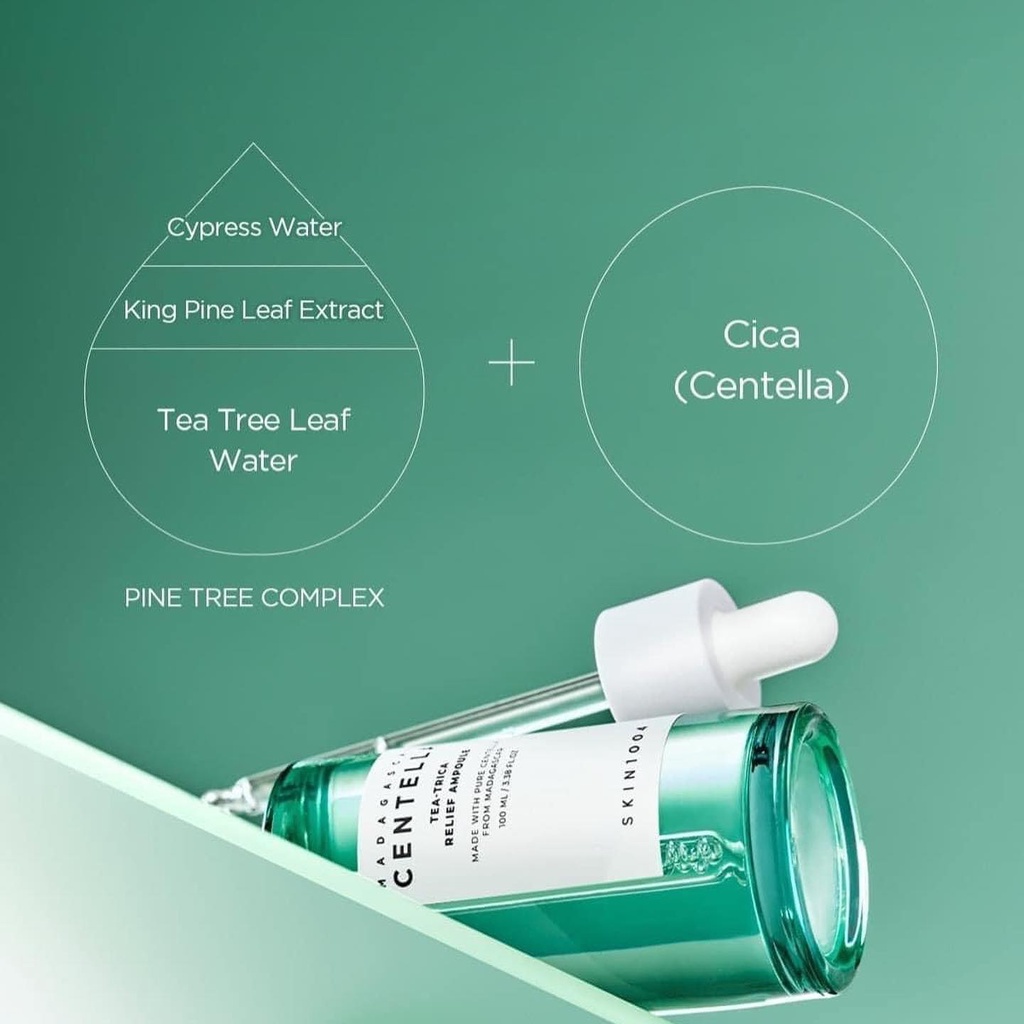 Serum, kem dưỡng và nước hoa hồng Madagascar Centella Skin1004 Tea Trica Relief - 100ml - XANH LÁ