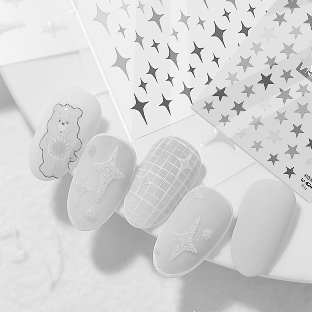 MOCHO Miếng Dán Trang Trí Móng Tay Hình Cầu Vồng Mặt Cười Ngôi Sao Xinh Xắn