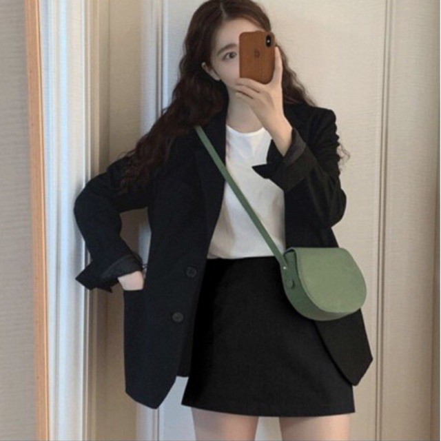 Áo blazer trơn 2 màu kèm chân váy