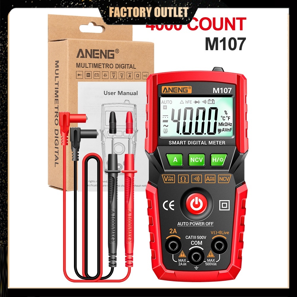 Vạn Năng Kế ANENG M107 M108 2A 500V AC / DC 4000 Kèm Phụ Kiện