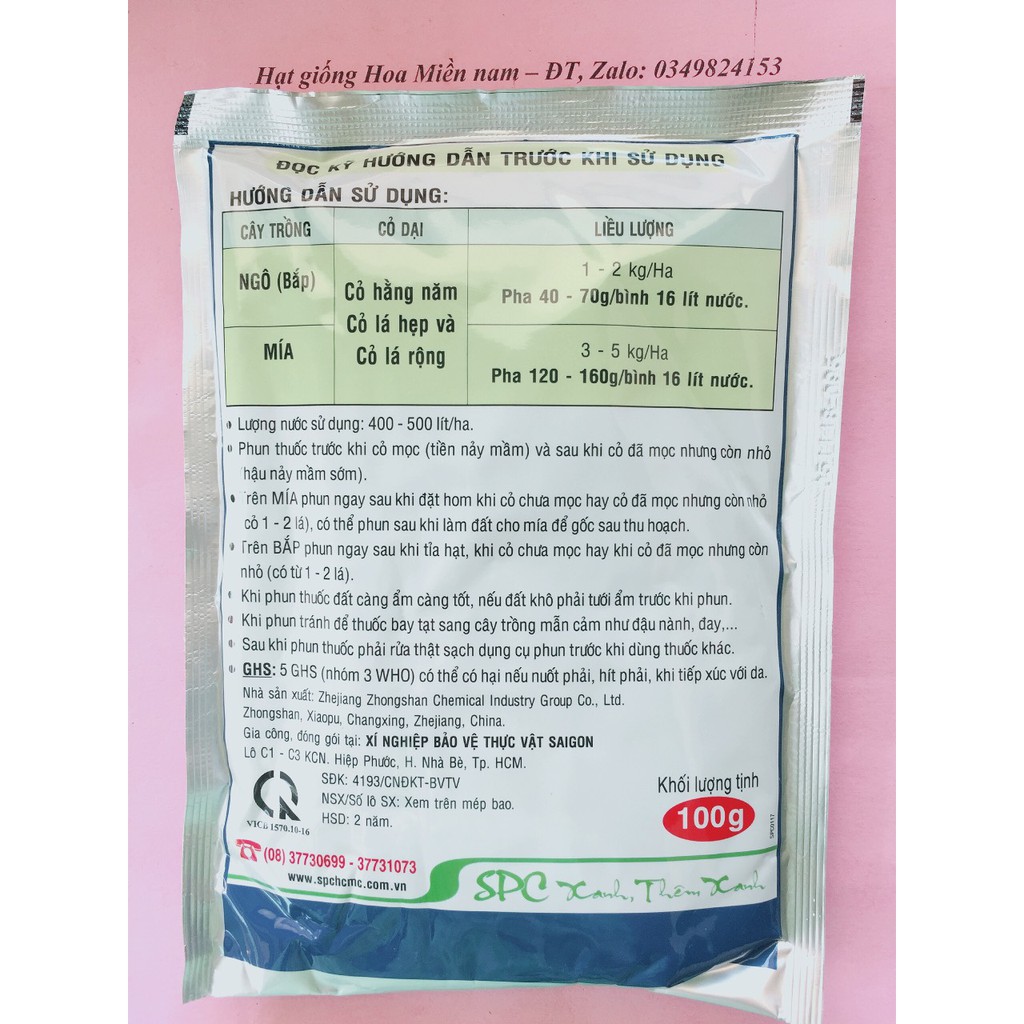 Thuốc trừ cỏ cho Bắp - Mía MIZIN 80WP 100 gram - BVTV Saigon