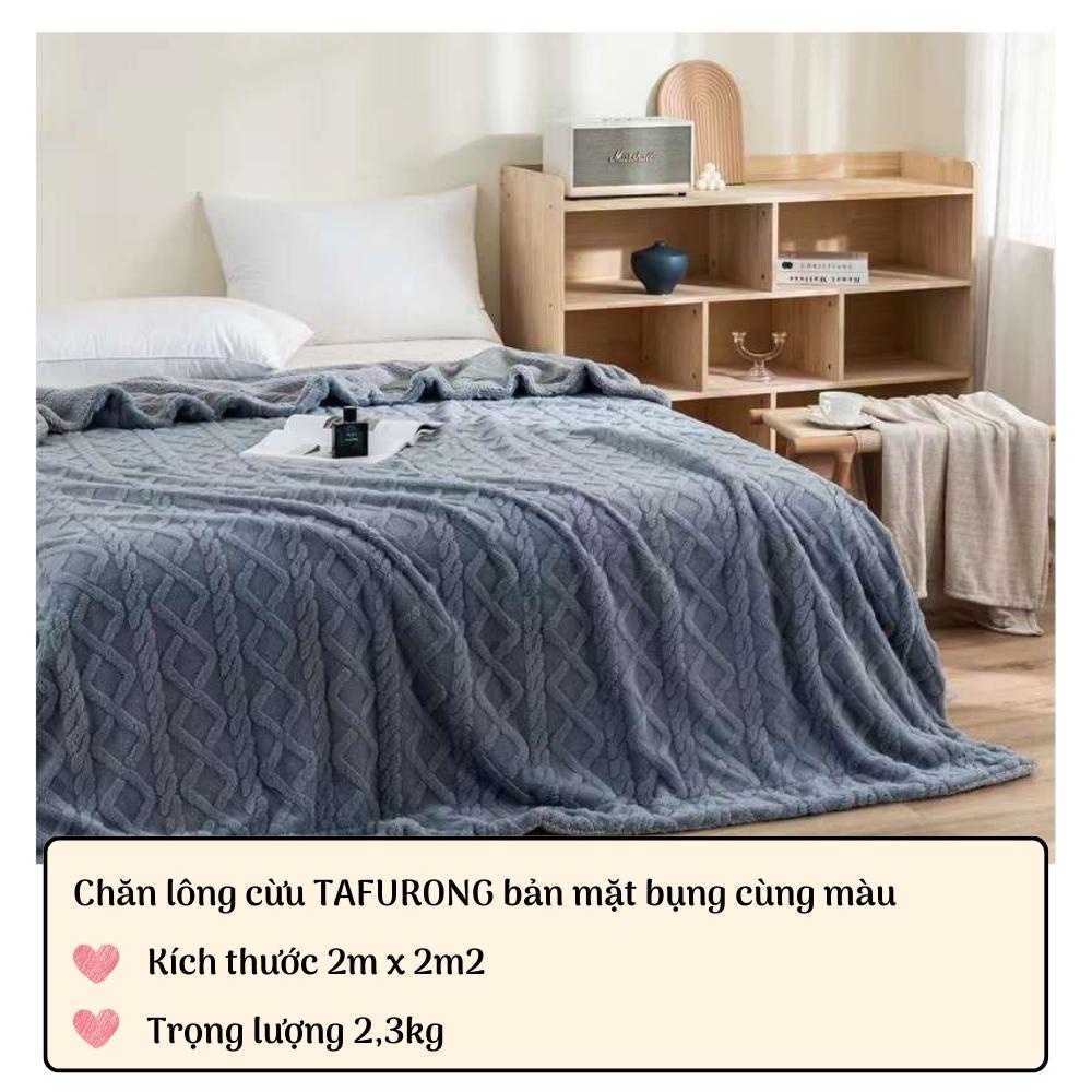 Chăn lông cừu giữ nhiệt mùa đông Tafurong bản mặt bụng cùng màu Otama Bedding kích thước 2mx2m3 nặng 2kg3