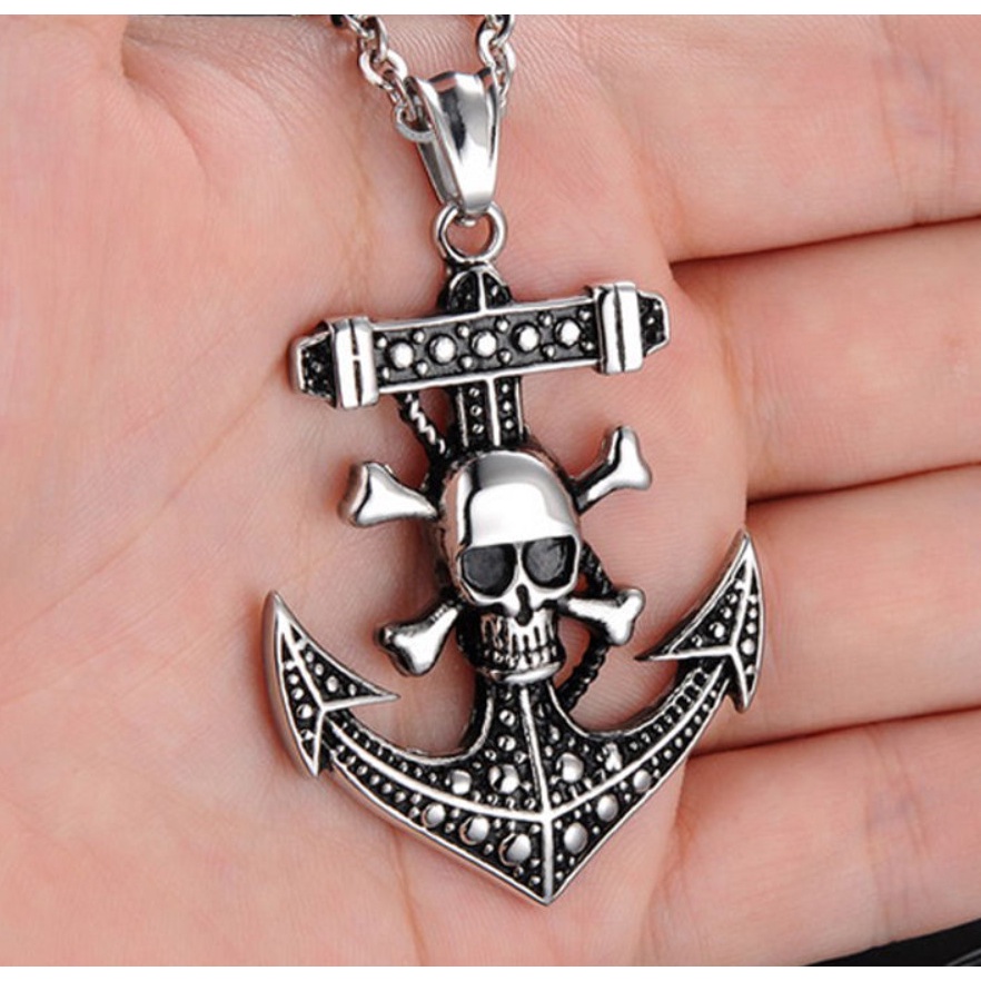 Vòng cổ mặt đầu lâu và mỏ phong cách One Piece thời trang Âu Mỹ cho nam