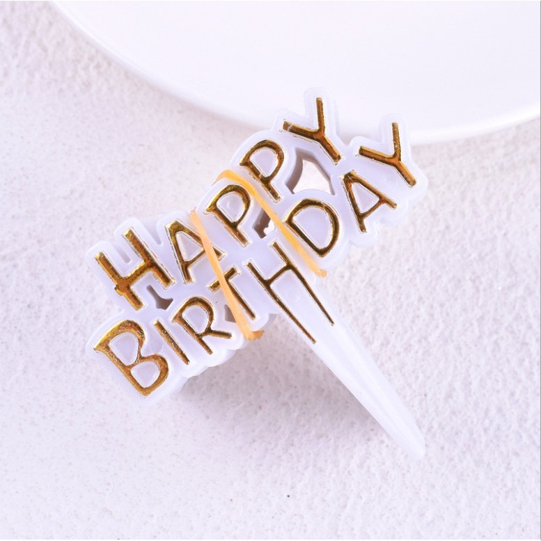 Que Cắm Trang Trí Bánh Kem/Bánh Cupcake Hình Chữ Happy Birthday Nhiều Màu Sắc Tùy Chọn
